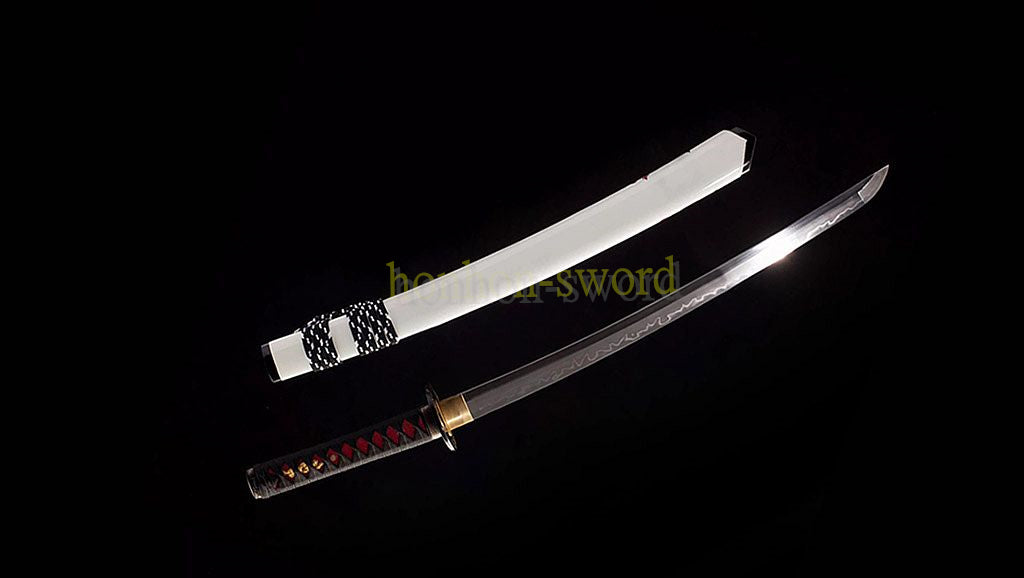 1095 Kohlenstoffstahl Katana Blaue Klinge Japanisches Samurai-Schwert Full Tang Schwarz 