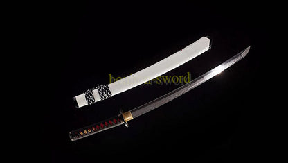 1095 Kohlenstoffstahl Katana Blaue Klinge Japanisches Samurai-Schwert Full Tang Schwarz 