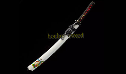 1095 Kohlenstoffstahl Katana Blaue Klinge Japanisches Samurai-Schwert Full Tang Schwarz 