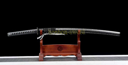 Katana à lame bleue en acier à haute teneur en carbone 1095, épée de samouraï japonais, épée complète noire 