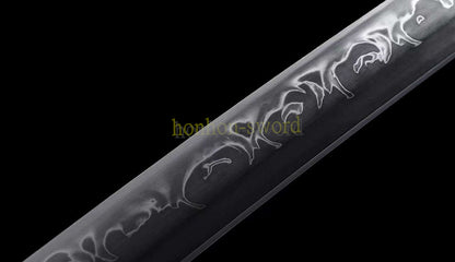 T10 Steel Clay Tempered Real Hamon Katana Japanese Samurai Sword Battle Ready Red