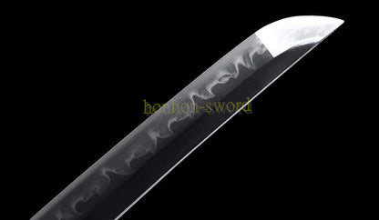 T10 Steel Clay Tempered Real Hamon Katana Japanese Samurai Sword Battle Ready Red