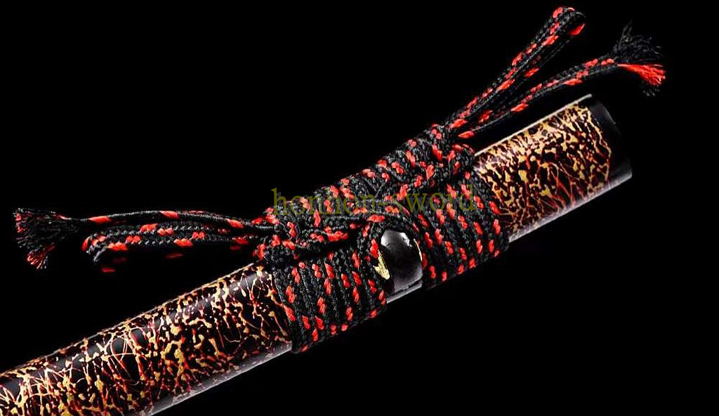 T10 Steel Clay Tempered Real Hamon Katana Japanese Samurai Sword Battle Ready Red