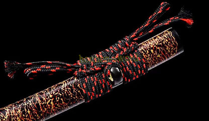 T10 Steel Clay Tempered Real Hamon Katana Japanese Samurai Sword Battle Ready Red