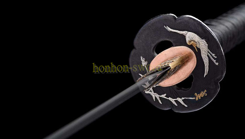 Katana à lame bleue en acier à haute teneur en carbone 1095, épée de samouraï japonais, épée complète noire 