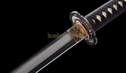 Katana à lame bleue en acier à haute teneur en carbone 1095, épée de samouraï japonais, épée complète noire 