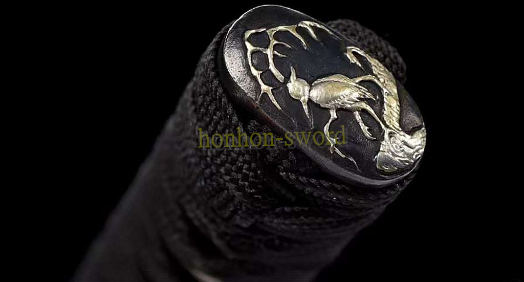 Katana à lame bleue en acier à haute teneur en carbone 1095, épée de samouraï japonais, épée complète noire 