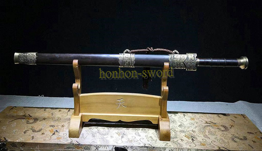 Katana à lame bleue en acier à haute teneur en carbone 1095, épée de samouraï japonais, épée complète noire 