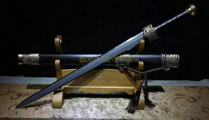 Katana à lame bleue en acier à haute teneur en carbone 1095, épée de samouraï japonais, épée complète noire 