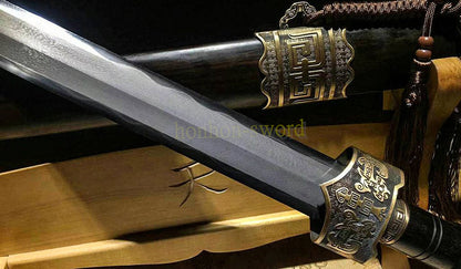 Katana à lame bleue en acier à haute teneur en carbone 1095, épée de samouraï japonais, épée complète noire 