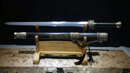 Katana à lame bleue en acier à haute teneur en carbone 1095, épée de samouraï japonais, épée complète noire 