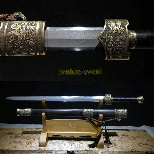 Katana à lame bleue en acier à haute teneur en carbone 1095, épée de samouraï japonais, épée complète noire 