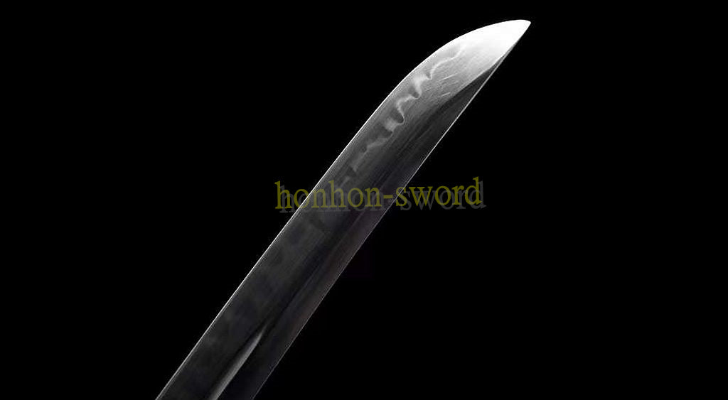 Unokubi Zukuri T10 Steel Clay Tempered Wakizashi Japanese Samurai Sword Battle Ready Black