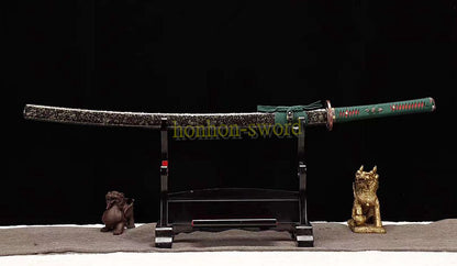 1095 Kohlenstoffstahl Katana Blaue Klinge Japanisches Samurai-Schwert Full Tang Schwarz 