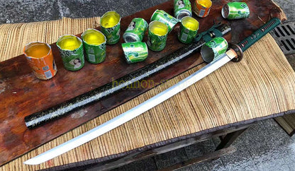1095 Kohlenstoffstahl Katana Blaue Klinge Japanisches Samurai-Schwert Full Tang Schwarz 