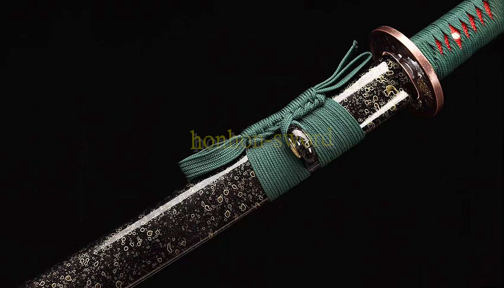 1095 Kohlenstoffstahl Katana Blaue Klinge Japanisches Samurai-Schwert Full Tang Schwarz 