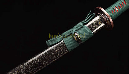 1095 Kohlenstoffstahl Katana Blaue Klinge Japanisches Samurai-Schwert Full Tang Schwarz 