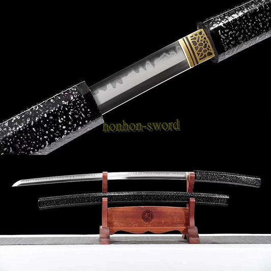 T10 Steel Clay Tempered Shirasaya Real Yokote Japanese Samurai Sword Battle Ready