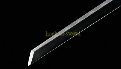 Katana à lame bleue en acier à haute teneur en carbone 1095, épée de samouraï japonais, épée complète noire 