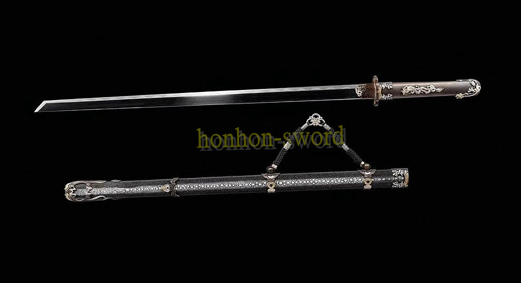 Katana à lame bleue en acier à haute teneur en carbone 1095, épée de samouraï japonais, épée complète noire 