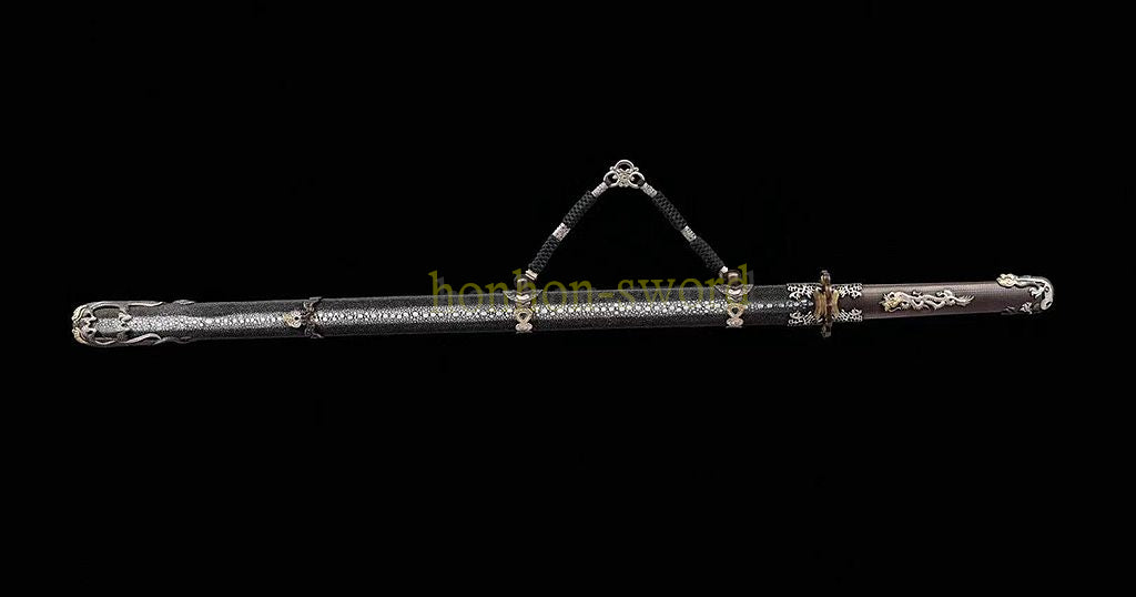 Katana à lame bleue en acier à haute teneur en carbone 1095, épée de samouraï japonais, épée complète noire 