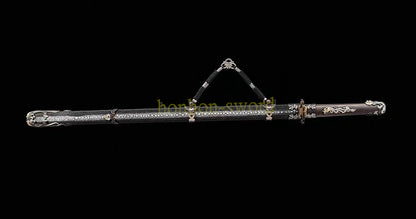 Katana à lame bleue en acier à haute teneur en carbone 1095, épée de samouraï japonais, épée complète noire 