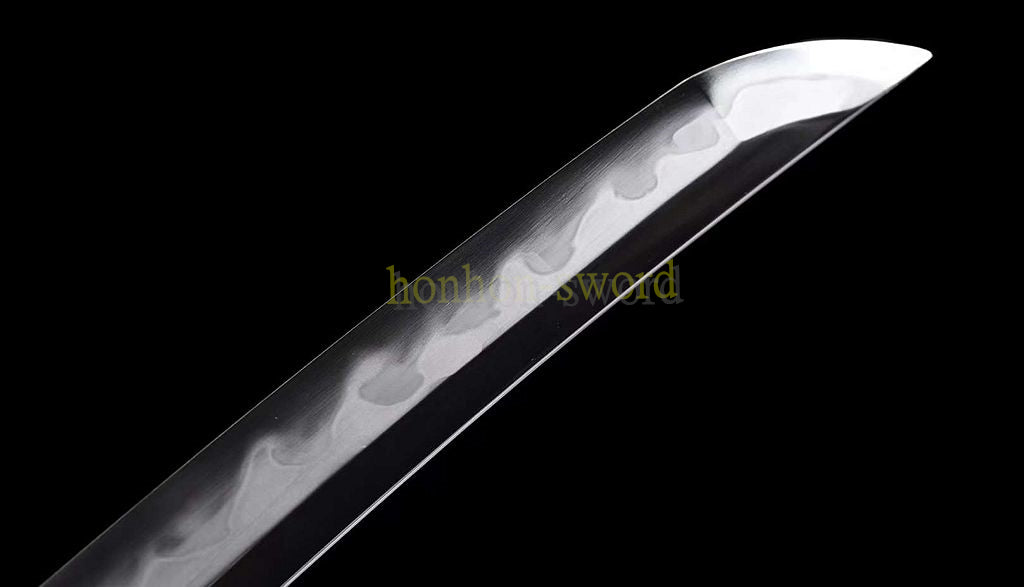 Hand Polishing T10 Steel Clay Tempered Tanto Japanese Samurai Short Sword Black