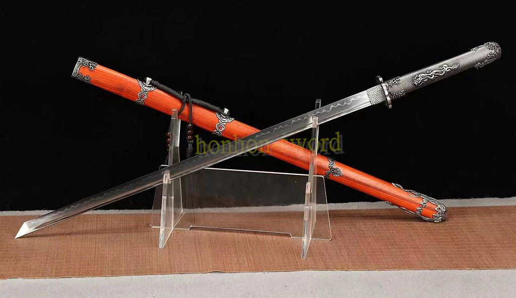 T10 Steel Clay Tempered Tang Dynasty Dao 唐刀 Chinese Dao Sword Rosewood Sheath