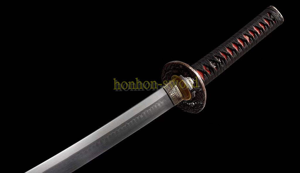 Katana à lame bleue en acier à haute teneur en carbone 1095, épée de samouraï japonais, épée complète noire 