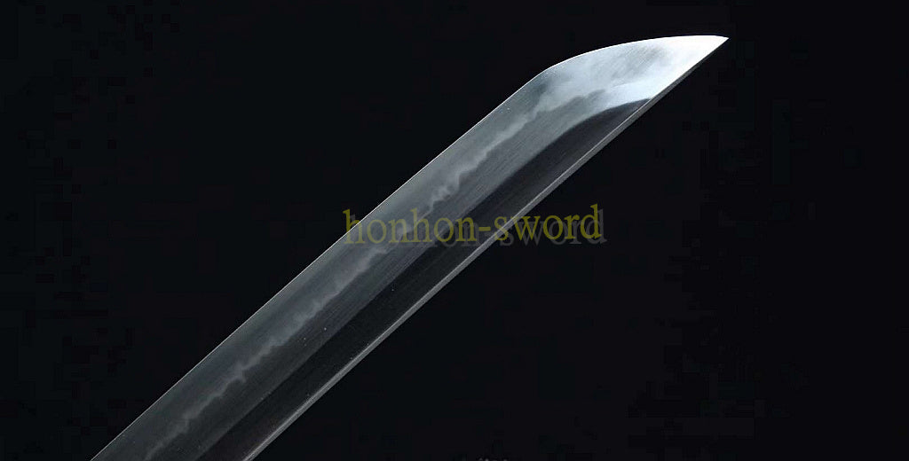 1095 Kohlenstoffstahl Katana Blaue Klinge Japanisches Samurai-Schwert Full Tang Schwarz 