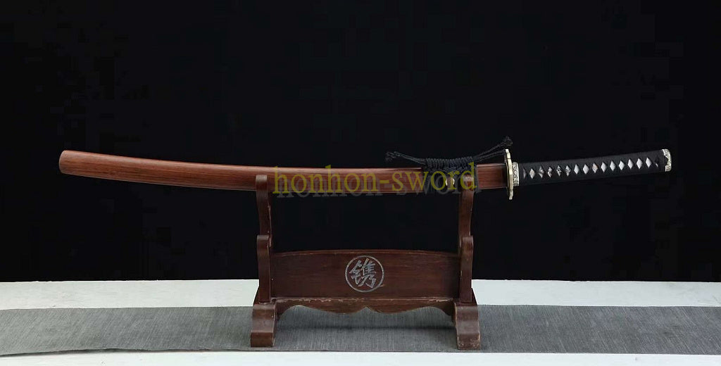 1095 Kohlenstoffstahl Katana Blaue Klinge Japanisches Samurai-Schwert Full Tang Schwarz 