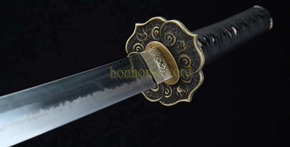 1095 Kohlenstoffstahl Katana Blaue Klinge Japanisches Samurai-Schwert Full Tang Schwarz 