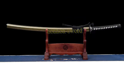 Katana à lame bleue en acier à haute teneur en carbone 1095, épée de samouraï japonais, épée complète noire 