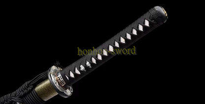 Katana à lame bleue en acier à haute teneur en carbone 1095, épée de samouraï japonais, épée complète noire 