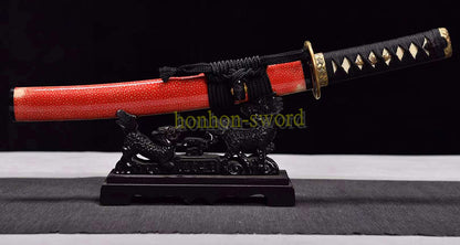 Épée de samouraï japonaise en acier plié noir, katana, lame tranchante faite à la main, noire 