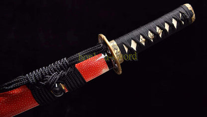 Épée de samouraï japonaise en acier plié noir, katana, lame tranchante faite à la main, noire 