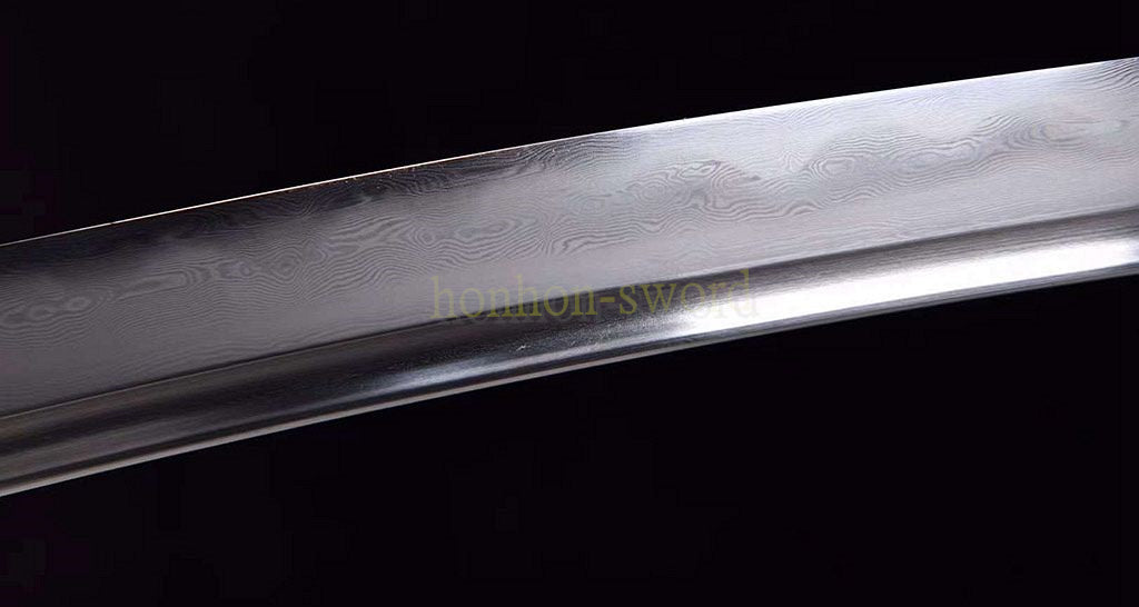 Épée de samouraï japonaise en acier plié noir, katana, lame tranchante faite à la main, noire 