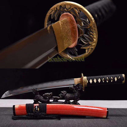 Épée de samouraï japonaise en acier plié noir, katana, lame tranchante faite à la main, noire 