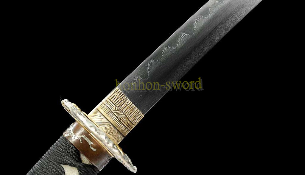 Épée de samouraï japonaise en acier plié noir, katana, lame tranchante faite à la main, noire 