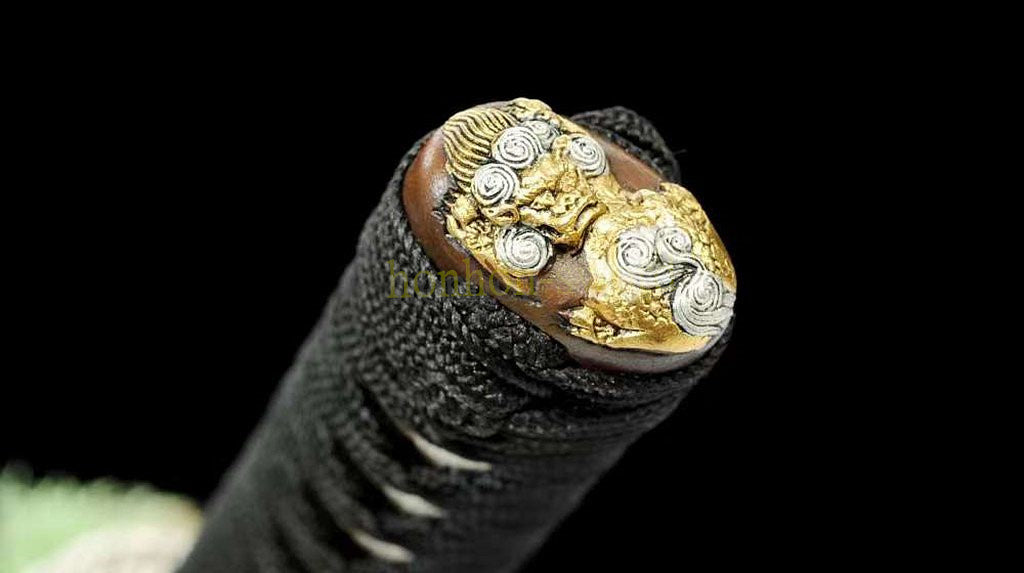 Épée de samouraï japonaise en acier plié noir, katana, lame tranchante faite à la main, noire 