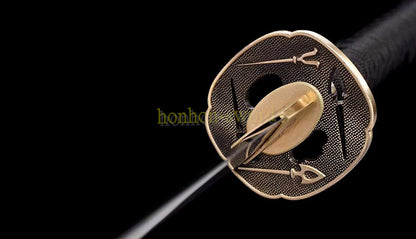 Functional Damascus Folded Steel Clay Tempered Katana Japanese Samurai Sword Battle Ready Black