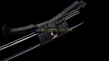 Functional Damascus Folded Steel Clay Tempered Katana Japanese Samurai Sword Battle Ready Black