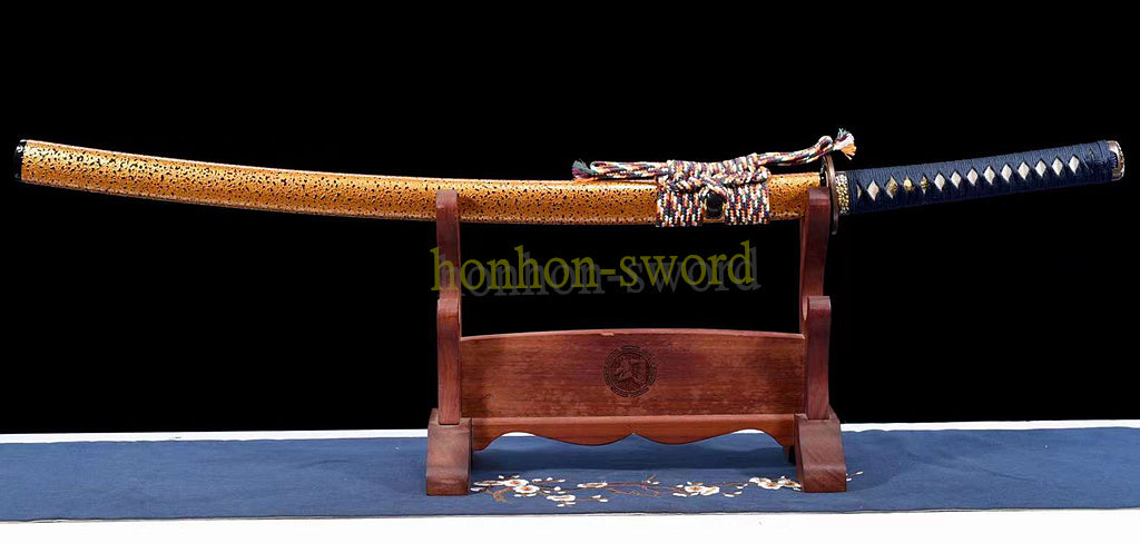 Épée de samouraï japonaise en acier plié noir, katana, lame tranchante faite à la main, noire 