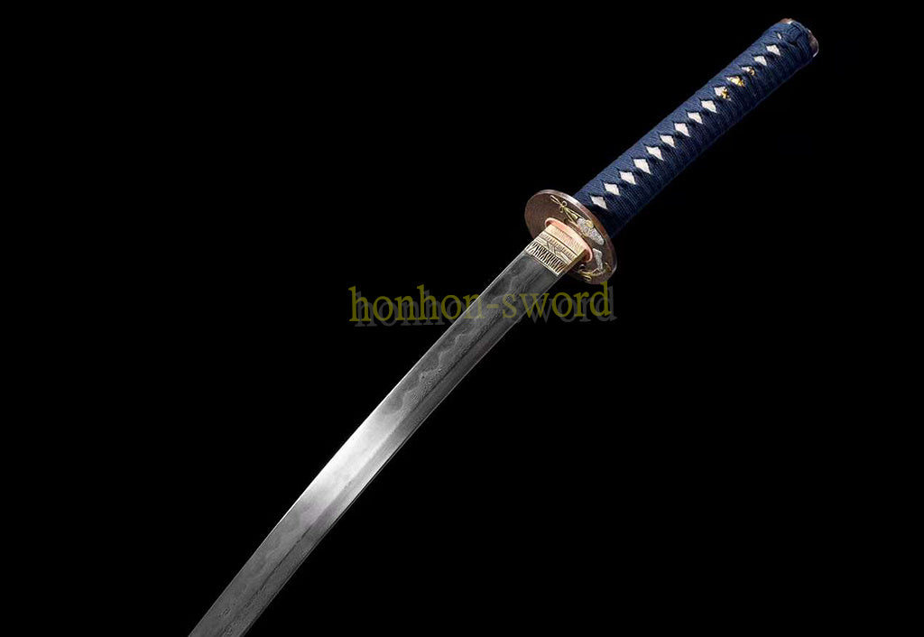 Épée de samouraï japonaise en acier plié noir, katana, lame tranchante faite à la main, noire 