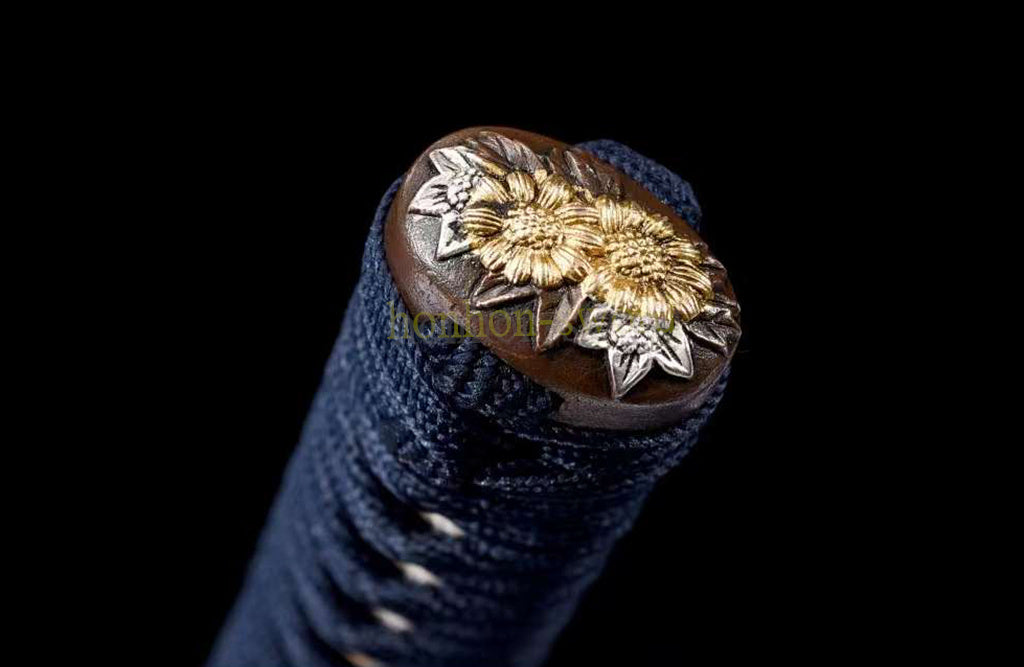 Épée de samouraï japonaise en acier plié noir, katana, lame tranchante faite à la main, noire 