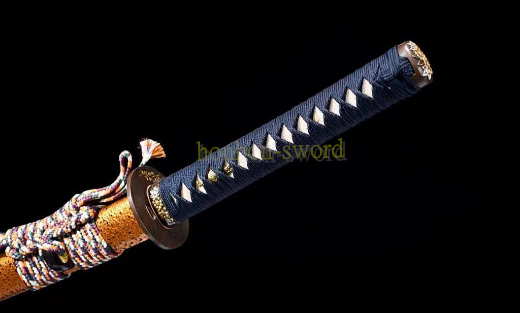 Épée de samouraï japonaise en acier plié noir, katana, lame tranchante faite à la main, noire 