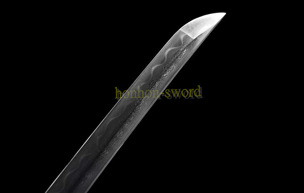 Épée de samouraï japonaise en acier plié noir, katana, lame tranchante faite à la main, noire 