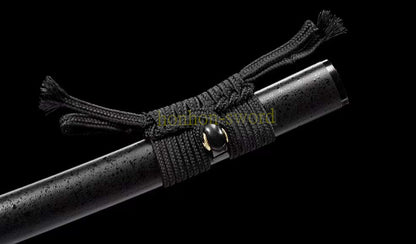 Épée de samouraï japonaise en acier plié noir, katana, lame tranchante faite à la main, noire 