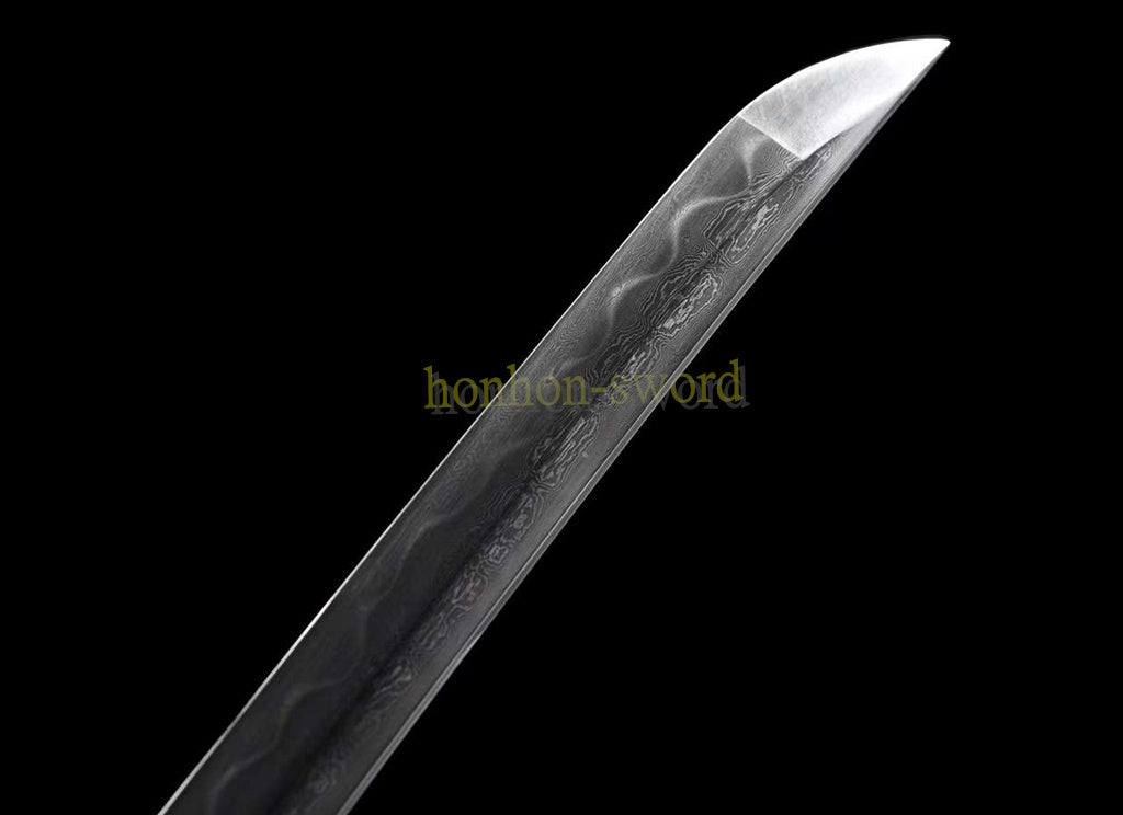 Épée de samouraï japonaise en acier plié noir, katana, lame tranchante faite à la main, noire 
