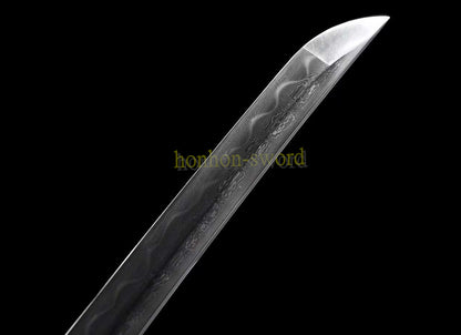 Épée de samouraï japonaise en acier plié noir, katana, lame tranchante faite à la main, noire 